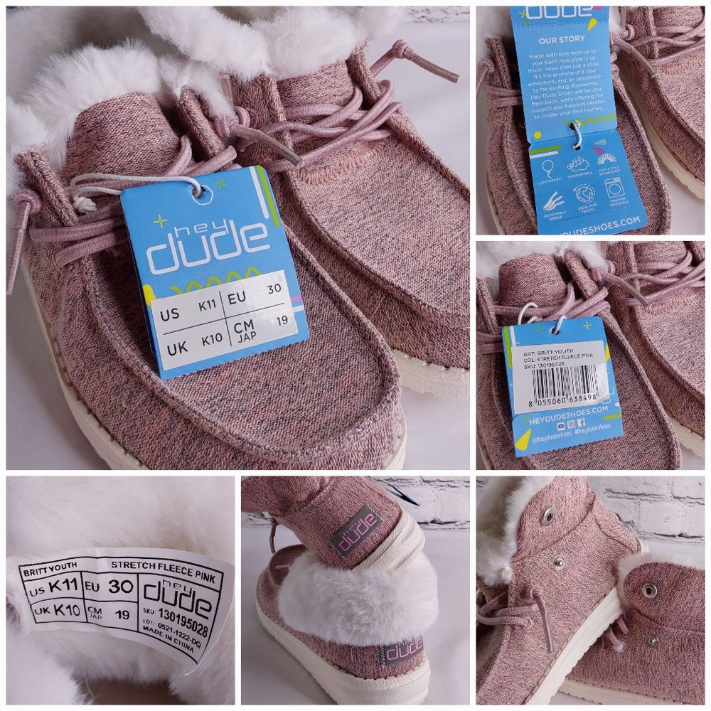 'HEY DUDE' 'BRITT' FUR LINED FOLD & SNAP CUFF TWO LOOKS IN  ONE SHOE PINK SHIMM - Picture 11 of 16